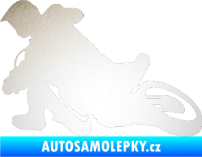 Samolepka Motorka 039 levá motokros odrazková reflexní bílá