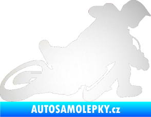 Samolepka Motorka 039 pravá motokros odrazková reflexní bílá