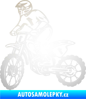 Samolepka Motorka 043 levá motokros odrazková reflexní bílá