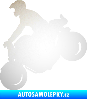 Samolepka Motorka 044 levá motokros odrazková reflexní bílá