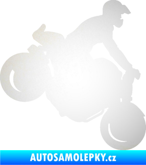 Samolepka Motorka 044 pravá motokros odrazková reflexní bílá