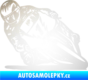 Samolepka Motorka 051 levá odrazková reflexní bílá