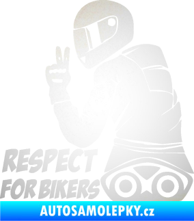 Samolepka Motorkář 003 levá respect for bikers nápis odrazková reflexní bílá