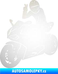 Samolepka Motorkář 006 levá odrazková reflexní bílá
