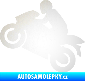 Samolepka Motorkář 007 levá odrazková reflexní bílá