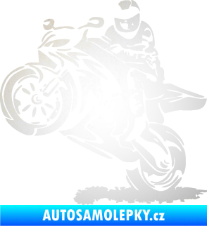 Samolepka Motorkář 010 levá odrazková reflexní bílá
