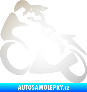 Samolepka Motorkářka 001 levá odrazková reflexní bílá