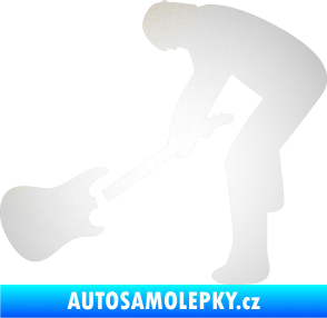Samolepka Music 007 levá rocker s kytarou odrazková reflexní bílá
