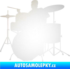 Samolepka Music 011 levá hráč na bicí odrazková reflexní bílá