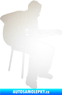 Samolepka Music 012 pravá  kytarista odrazková reflexní bílá
