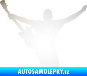 Samolepka Music 024 levá kytarista rocker odrazková reflexní bílá