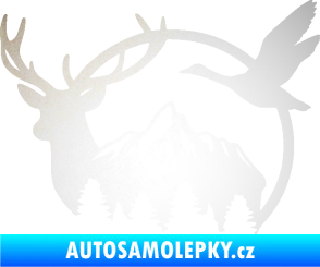 Samolepka Myslivost 002 levá lesní zvěř odrazková reflexní bílá