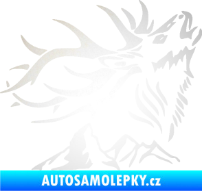 Samolepka Myslivost 003 pravá jelen a hory odrazková reflexní bílá