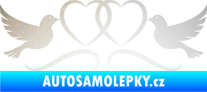 Samolepka Novomanželé 002 holubičky se srdíčky odrazková reflexní bílá