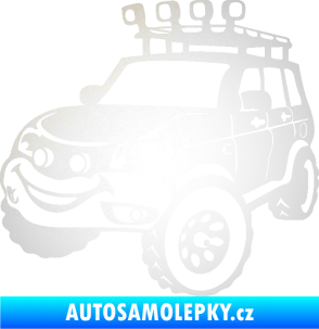 Samolepka Off Road 005 levá veselé autíčko odrazková reflexní bílá