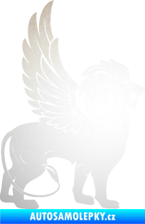 Samolepka Okřídlený lev 001 pravá mytické zvíře odrazková reflexní bílá