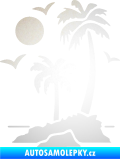 Samolepka Ostrov 002 levá palmy a moře odrazková reflexní bílá