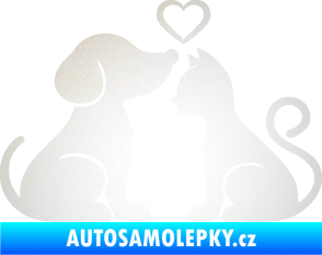 Samolepka Pejsek a kočička 001 levá odrazková reflexní bílá