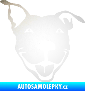 Samolepka Pes 072 pravá Pitbull odrazková reflexní bílá