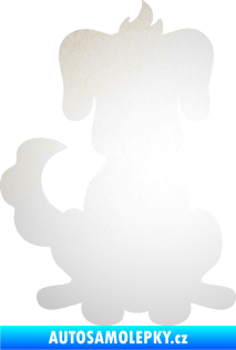 Samolepka Pes 113 levá kreslená silueta odrazková reflexní bílá