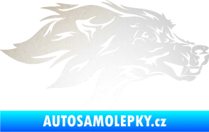 Samolepka Pes 127 pravá hlava odrazková reflexní bílá
