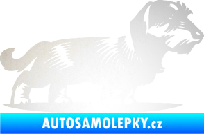 Samolepka Pes 133 pravá drsnosrstý jezevčík odrazková reflexní bílá