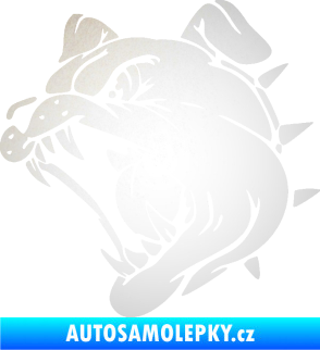Samolepka Pes 136 levá rozzuřený buldok odrazková reflexní bílá