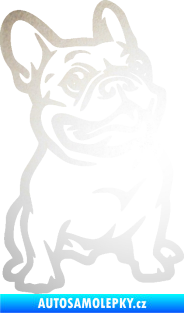 Samolepka Pes 139 pravá francouzský buldoček odrazková reflexní bílá