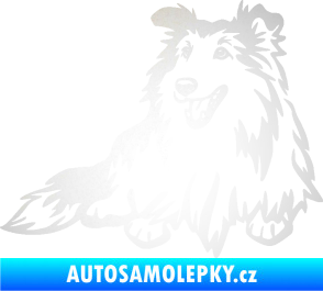 Samolepka Pes 162 levá sheltie odrazková reflexní bílá