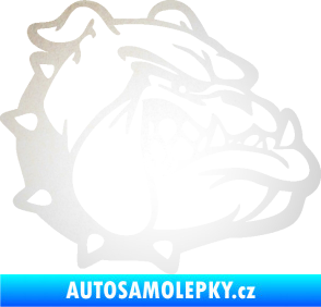 Samolepka Pes 174 pravá rozzuřený buldok odrazková reflexní bílá