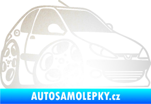 Samolepka Peugeot 206 karikatura pravá odrazková reflexní bílá