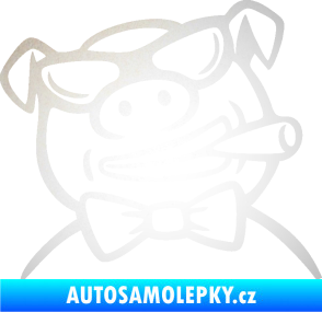 Samolepka Prase 005 pravá s doutnikem odrazková reflexní bílá