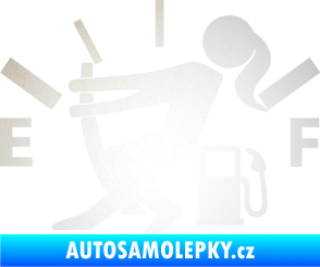 Samolepka Prázdná nádrž 002 palivoměr, varianta s ženou odrazková reflexní bílá