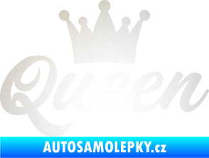 Samolepka Queen nápis s korunou odrazková reflexní bílá