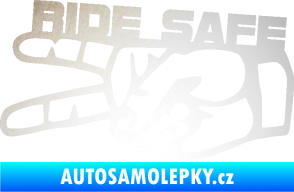 Samolepka Ride Safe nápis levá motorkář odrazková reflexní bílá