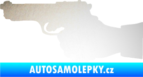 Samolepka Ruka s pistolí 001 levá ruce vzhůru odrazková reflexní bílá
