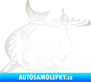 Samolepka Ryba s návnadou 004 pravá odrazková reflexní bílá