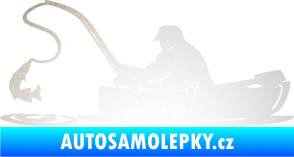 Samolepka Rybář 017 levá rybolov v lodičce odrazková reflexní bílá