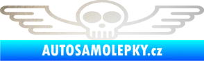 Samolepka Samolepka na zadní sklo 001 lebka s křídly odrazková reflexní bílá