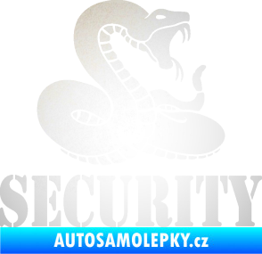 Samolepka Security hlídáno - pravá had odrazková reflexní bílá