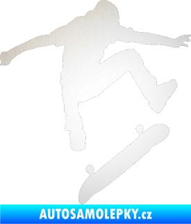 Samolepka Skateboard 005 pravá odrazková reflexní bílá