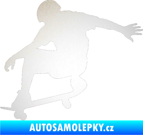 Samolepka Skateboard 012 levá odrazková reflexní bílá