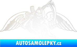 Samolepka Smrtka 016 levá s křídly a kosou odrazková reflexní bílá