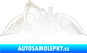 Samolepka Smrtka 016 pravá s křídly a kosou odrazková reflexní bílá
