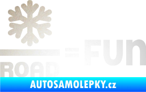 Samolepka Snow road fun nápis s vločkou odrazková reflexní bílá