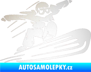 Samolepka Snowboard 014 pravá odrazková reflexní bílá