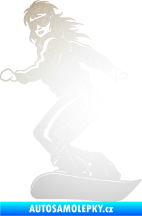 Samolepka Snowboard 036 levá odrazková reflexní bílá