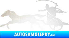 Samolepka Sparťanský bojovník 001 levá bojový vůz s koněm odrazková reflexní bílá