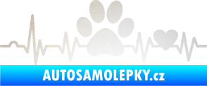 Samolepka Srdeční tep 005 pravá tlapka a srdíčko odrazková reflexní bílá