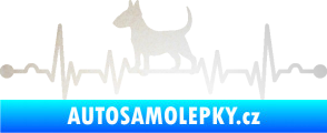 Samolepka Srdeční tep 008 levá pes bulteriér odrazková reflexní bílá